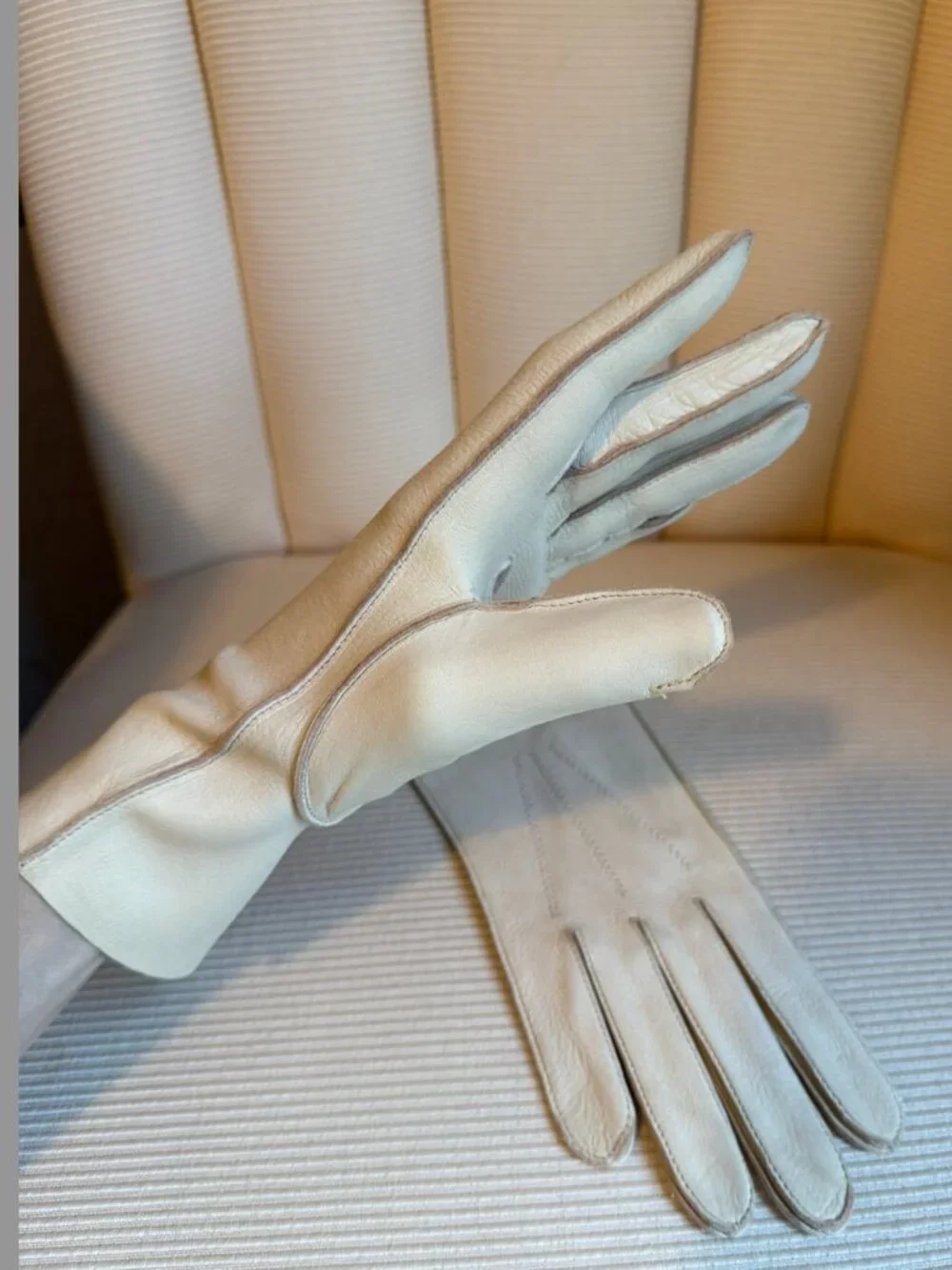 Vintage Cream Deerskin Leather Dress Gloves | Soft Grain Size 7